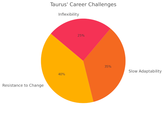 A pie chart showing the challenges for Taurus in their professional career.